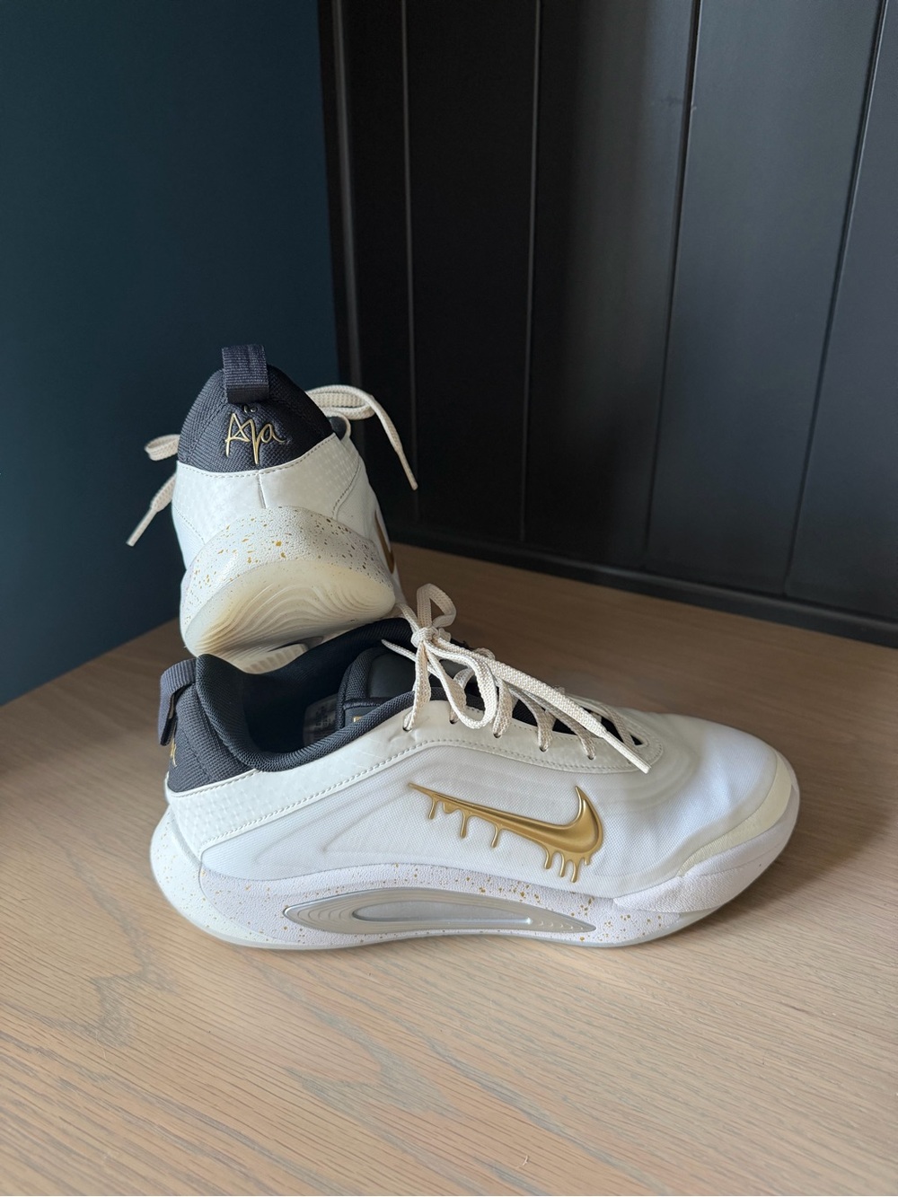 Nike A’One Basketball Shoes White/Gold Women’s 6.5 (EU 39) IM6125-100 Worn 4x